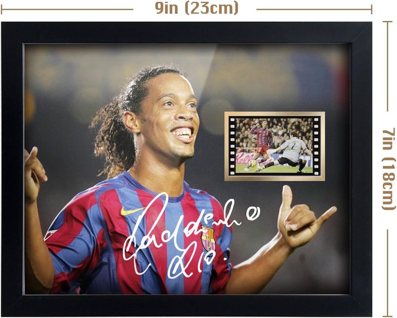 ORIMAMI Soccer Ball Ronaldinho Signed Picture Desktop Framed Photo Gift 8x6 Inches - with 35mm Film Recorded Scene Display,Gifts for Soccer Fans on Birthday Christmas - Image 5